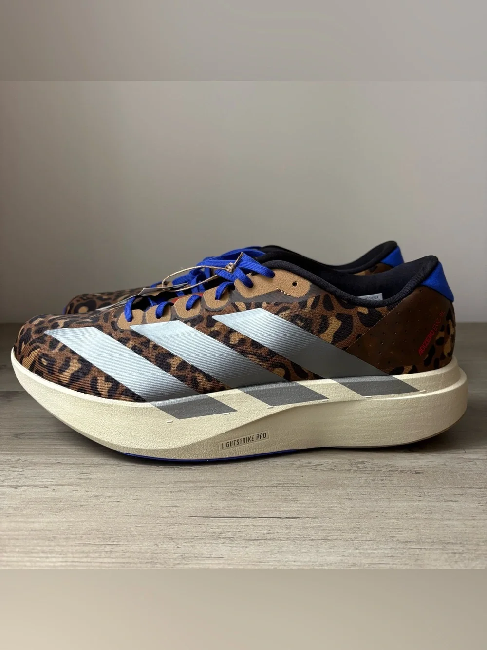 Adidas adiZero Evo SL “Preloved Brown” Leopard Running Shoes JS4493 Men’s 13